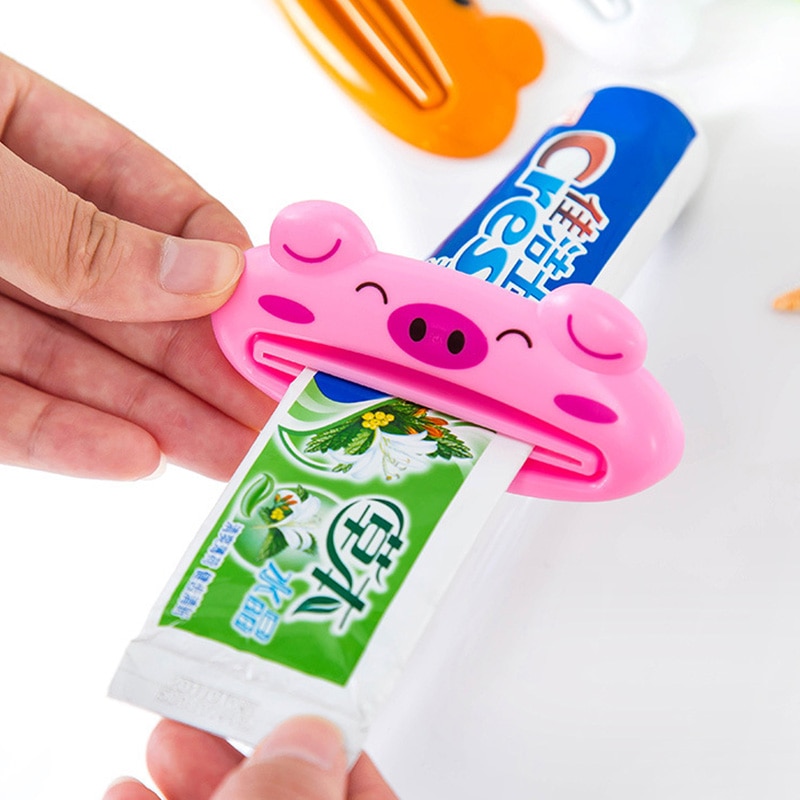 Badeværelse hjem tandpasta sød rør rullende holderpresser let tegneserie tandpasta dispenser tilbehør piggy / frø / panda