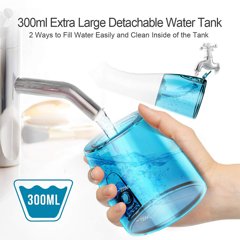 3 tilstande bærbar oral irrigator usb genopladelig vandflosser dental vandstråle 300ml vandtank vandtæt tænderens & 2 jet
