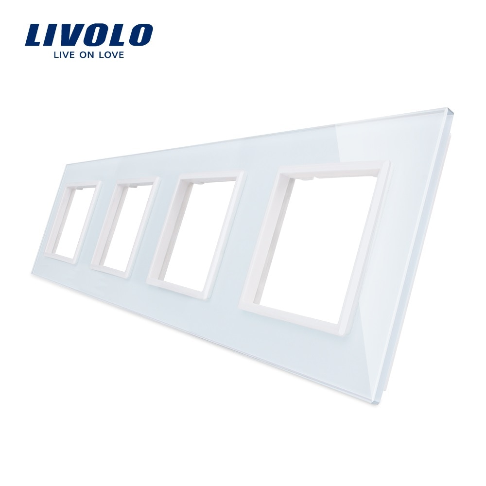 Livolo Luxury Crystal Glass Switch Panel, 294mm*80mm,EU standard,Quadruple Glass Panel ,DIY by yourself,4colors free choose