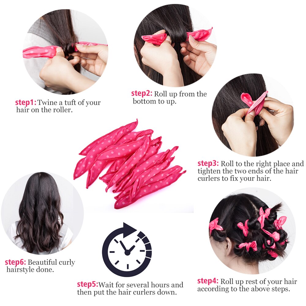 Rodillos para el cabello, rizador de pelo para dormir, rizador de espuma suave, rizos de giro espiral, esponja mágica para el pelo, herramienta de peinado, cabello seco húmedo, herramienta de belleza para el hogar
