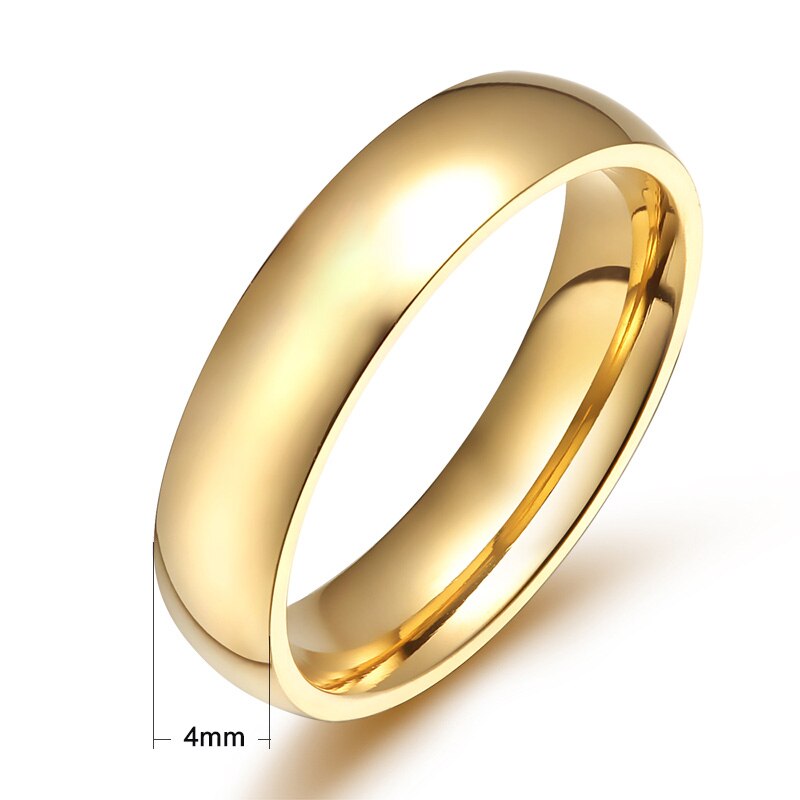 Meaeguet 4mm Wide Gold-color Stainless Steel Wedding Band Engagement Rings For Women Men Jewelry USA Size 5-12