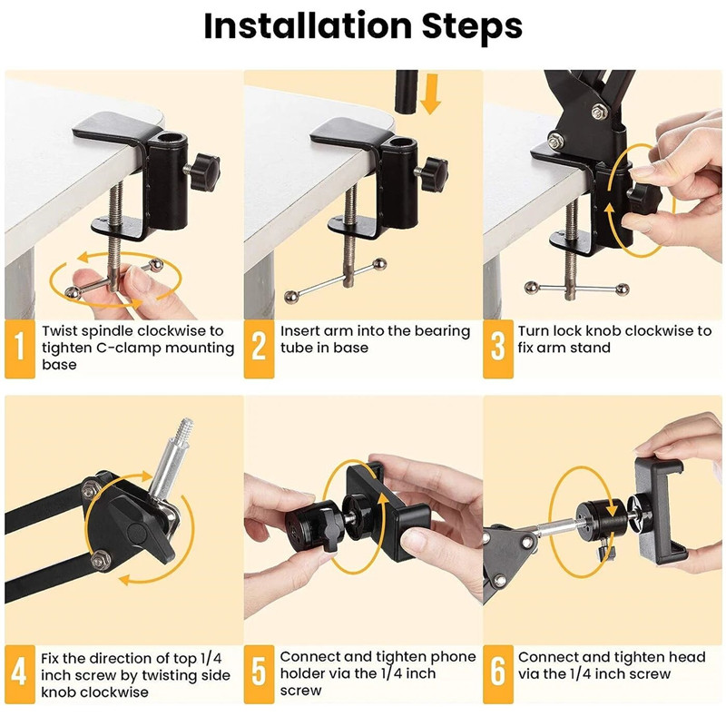 FANGTUOSI Tripods Phone Camera tripod Table Stand Set Photography Adjustable With Phone Holder For LED Ring Light