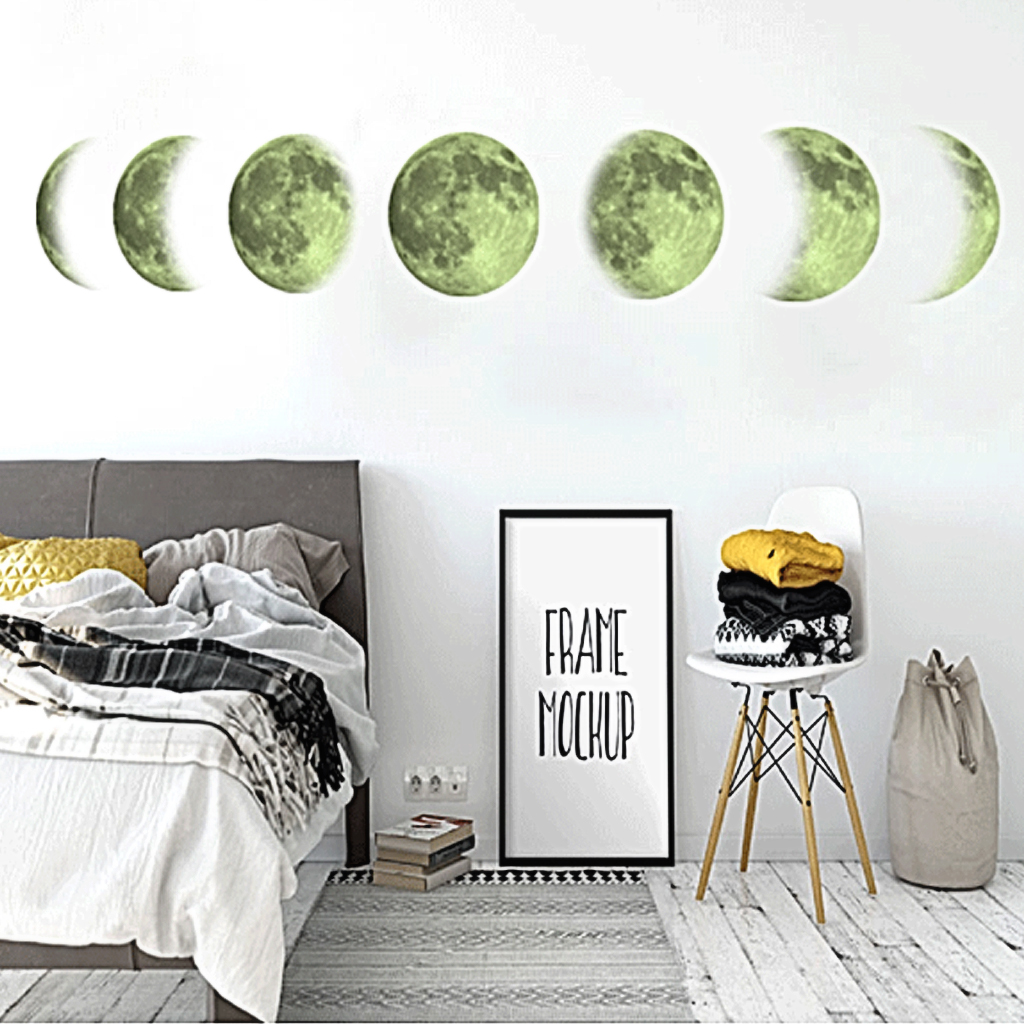 Lunar Eclipse Fluorescent Wall Sticker Glow In The Dark Sticker Removable Wall Paper Decor For Home Room Nursery Bedroom