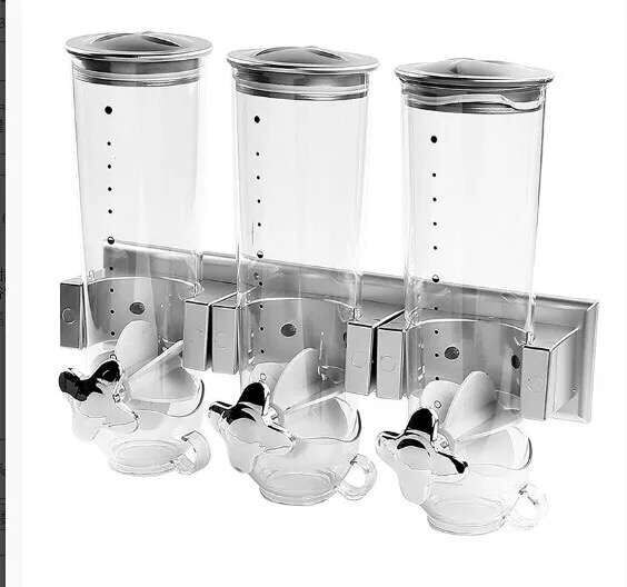 3pcs/set Cereal device Wall Mounting Type Food Grain Storage Tank WallMounted Triple Cereal