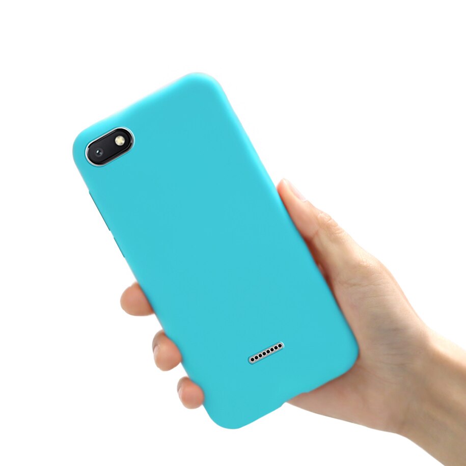 Voor Xiaomi Redmi 6A Case Cover Mooie Leuke Tpu Telefoon Case Voor Funda Xiaomi Redmi 6A A6 Snoep Kleur Zachte siliconen Gevallen Cover Bag: Sky Blue