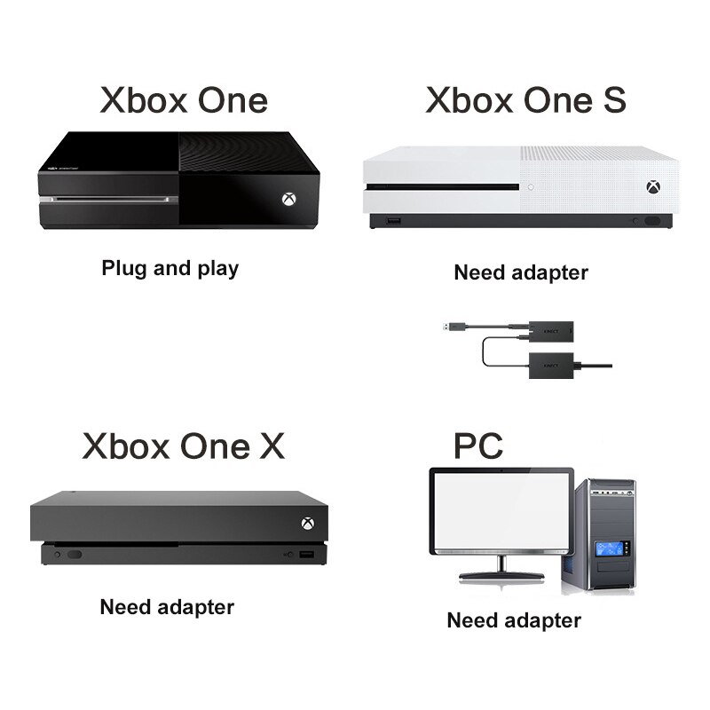 Kinect Adapter Motion Camera For Xbox One S / Xbox One X Windows 8 8.1 10 PC Enjoy The Game Uninterrupted Power Supply