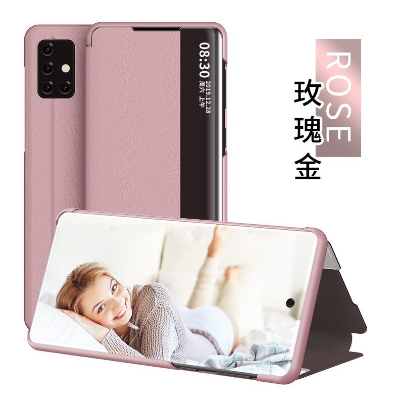 accorto Visualizza Caso di Vibrazione per Samsung galassia A71 fundas Lusso originale Supporto Magnetico in Pelle Astuccio UNA 71 SM A715 A715F copertura del telefono: rosa