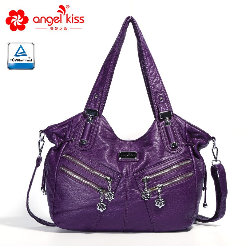 HENGSHENG neue frauen umhängetaschen für frauen schulter taschen damen handtaschen retro Knödel taschen leder taschen: Purple