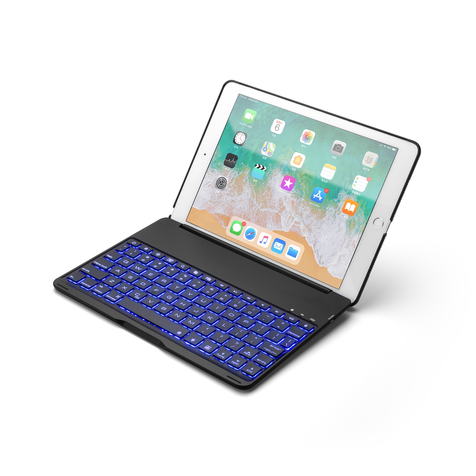 F8S F8AS F8S Pro Aluminum Alloy Colorful Backlight Bluetooth Keyboard Case with Folding Cover For iPad