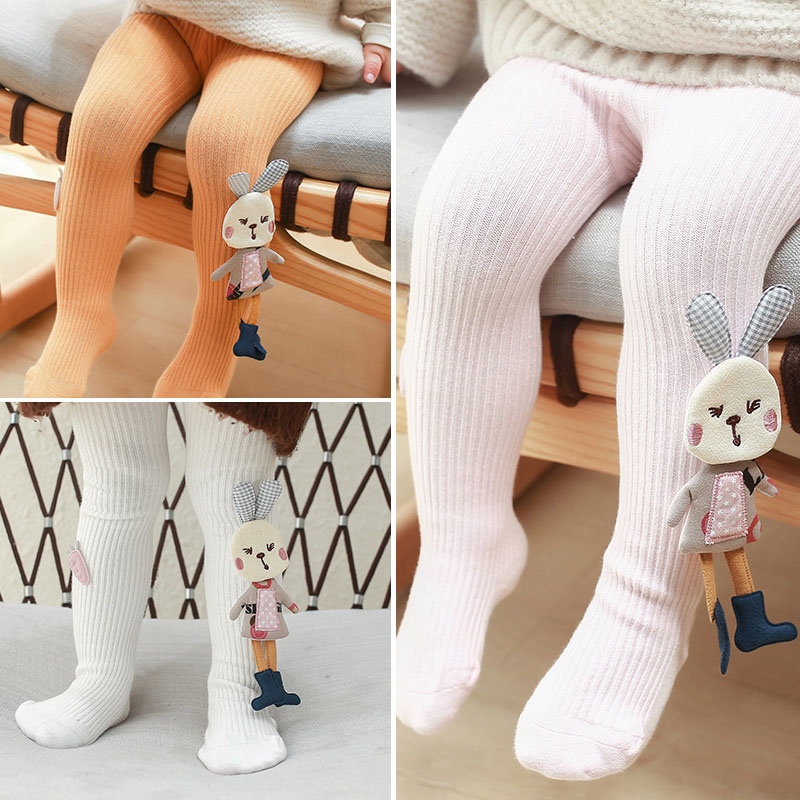 Niedliche strumpfhose mit hasenmotiv für mädchen, herbst/Winter, aus baumwolle, weich und elastisch, für neugeborene und babys