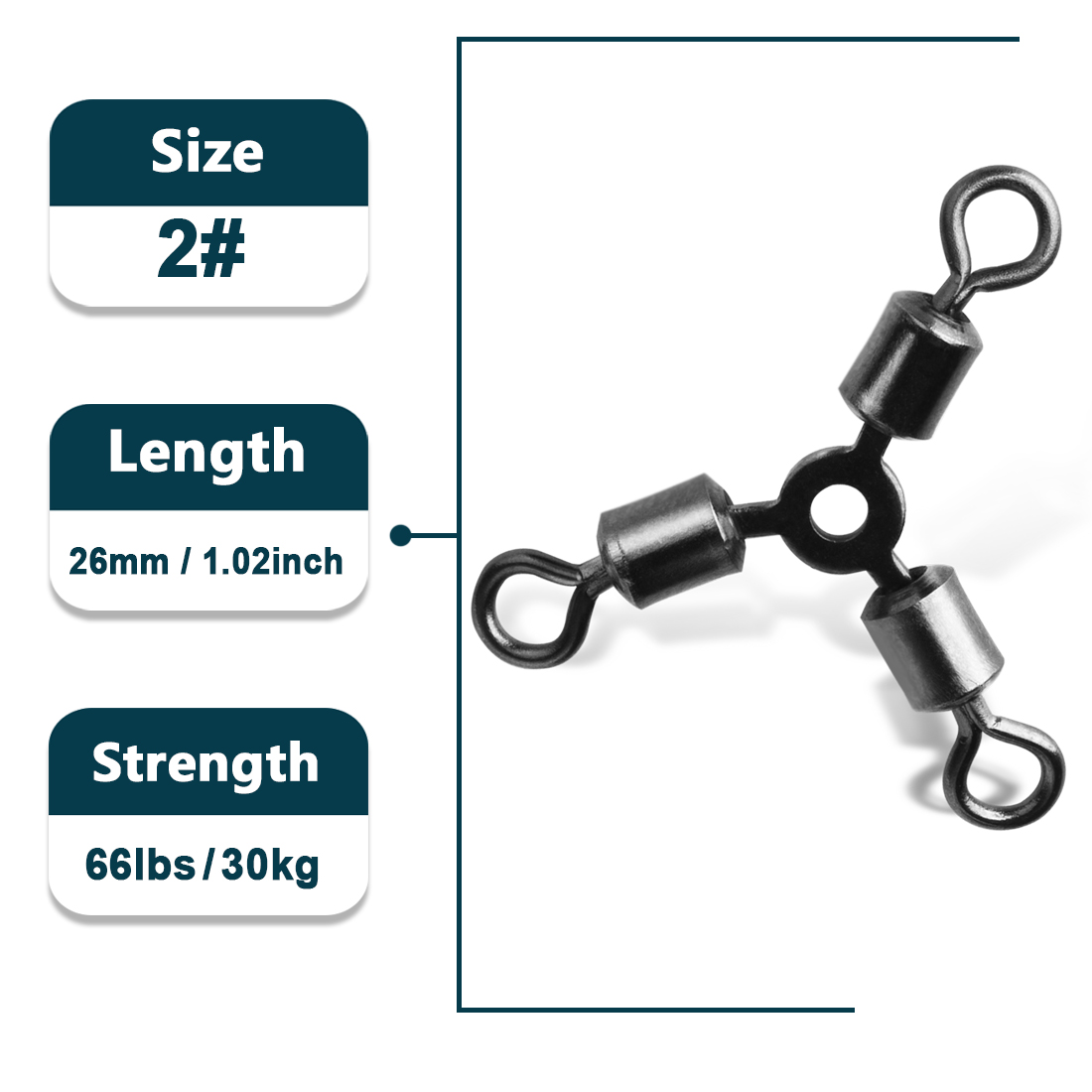 3 Way Swivels 15~60Pcs Three Way Fishing Swivel Tackle Saltwater Fishing Line Connectors Rolling Swivels Catfish Accessories: 12 / green