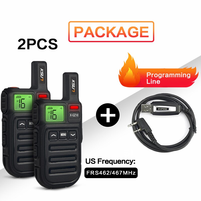 2Pcs X-GZ10 Mini Frs Walkie Talkie PMR446 Uhf FRS462-467MHz Radio Vox Handsfree Twee Manier Radio Met Trillingen Draadloze Klonen: X-GZ10FRS-Cable