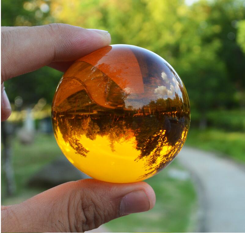 1 stuk 9 Kleur Crystal Ball Globe Diverse Glas Bal Bol Home Decoratie Feng Shui Ambachten Voor Woondecoratie: 3 cm / Amber