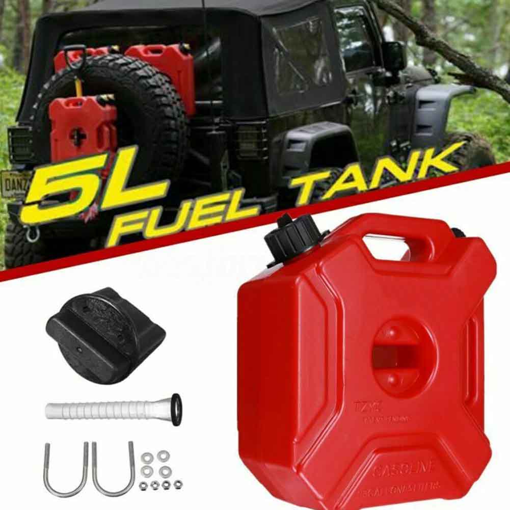5L ATV Jerry Can Plastic Red With Mount Petrol Motorcycle Gas Container Fuel Tank Portable Anti Static UTV Backup Car