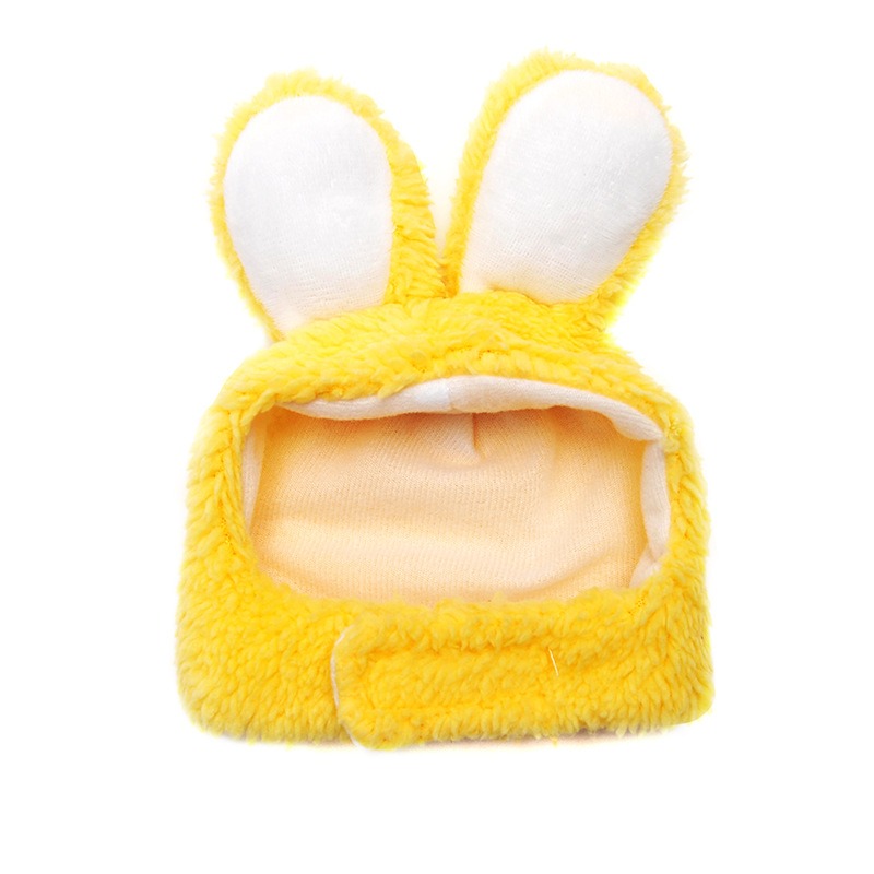 Costume tête de lapin pour chat, ours en peluche pour chien, couvre-chef Garfield, oreilles de lapin, chapeau pour animaux de compagnie de célébrité d'internet: YELLOW