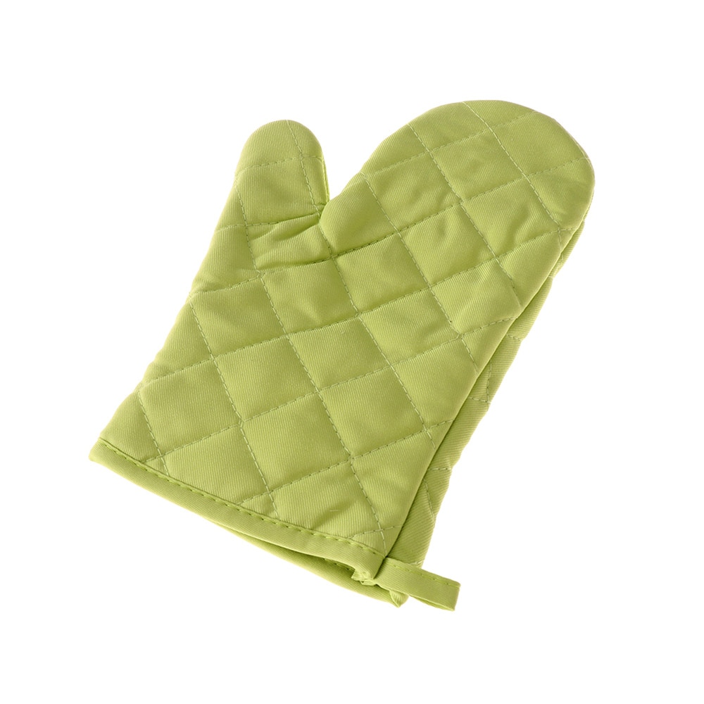 1 stück Neue Tragbare Schwarz Baumwolle Mischung Dicke Küche Backen Kochen Isolierte gepolstert Ofen Handschuhe Fausthandschuh: Grün
