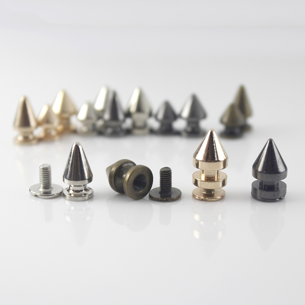 10 stücke Solide Metall Screwback Kegel Nieten Kugel Spikes Punk Nieten für Leder Handwerk Tasche Garmet Schuhe Dekor Haustier Kragen Anti-biss