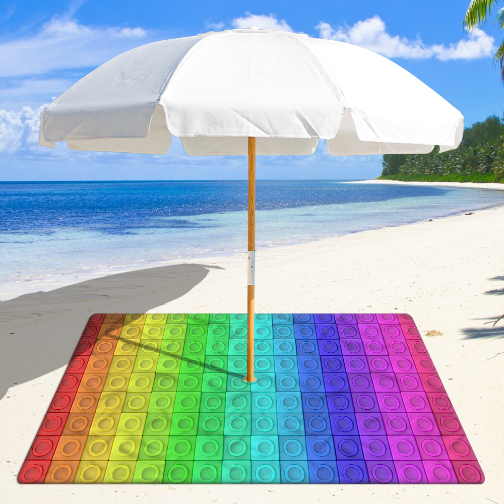 Band Tie Dye Square Beach Mat with 8CM Hole for Beach umbrella Microfiber sand free Multifunction Beach mat