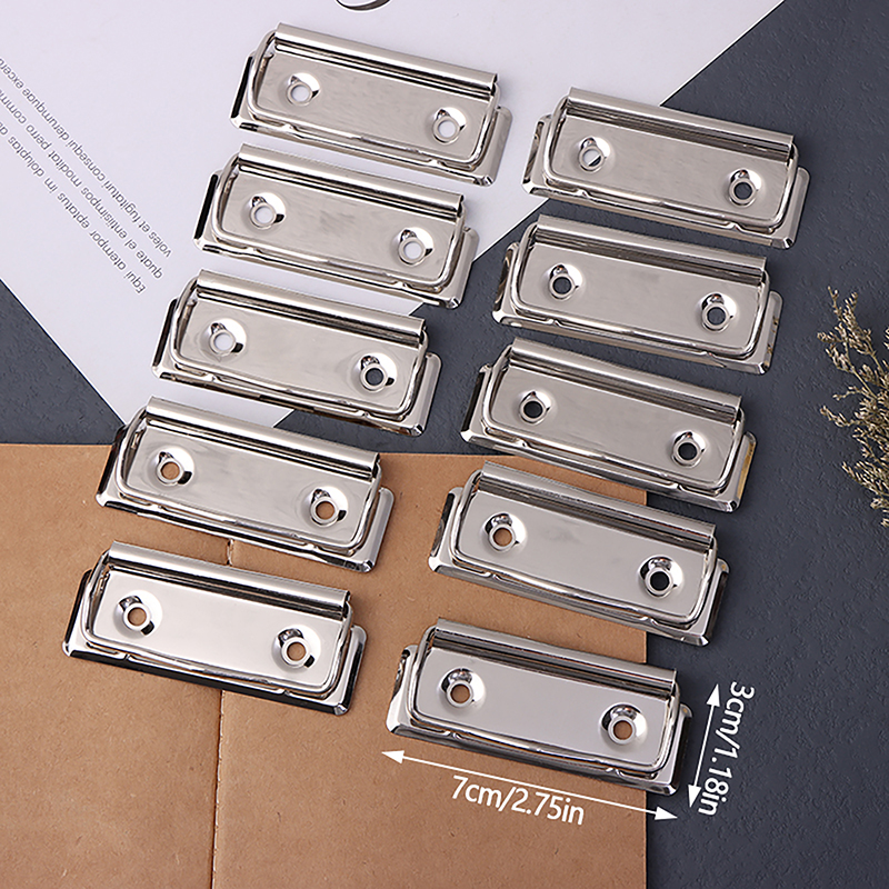 10pcs Clipboard Clips Mountable Metal Clip Spring-Loaded File Folder Clamps Office Hardboard Clips Stationery For School