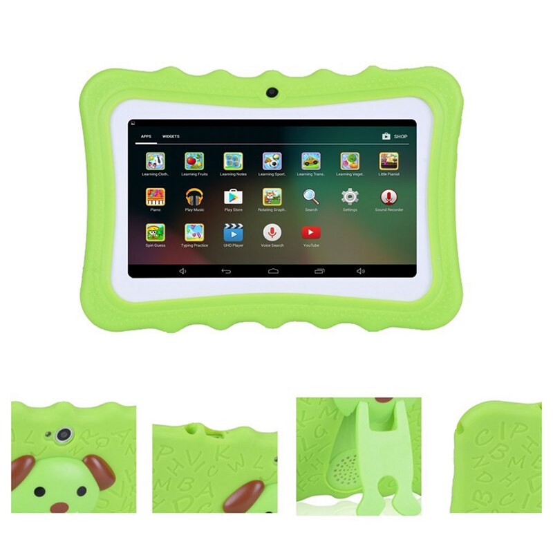 Upgrade Best Tablet for Kids, 7inch HD Display with Kid-proof Silicone Case (Quad Core, 8GB, Wifi & bluetooth, Front & Rear Came