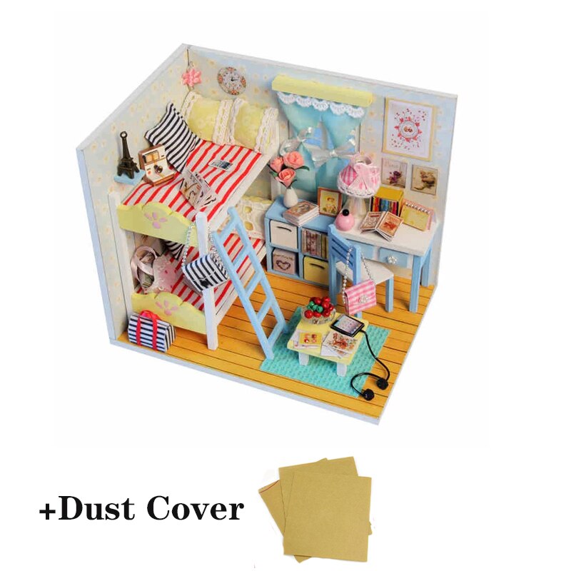 År jul dukkehus gør det selv miniature dukkehus legetøj møbler casadolls huse legetøj til børn fødselsdagsgaverz 007: D014 med låg