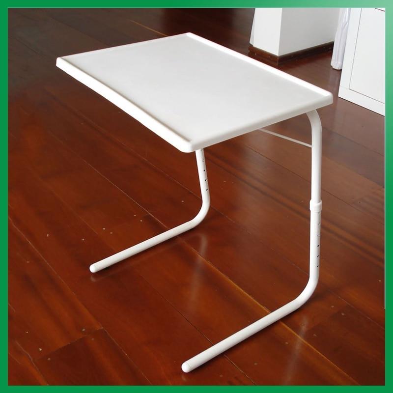 Mesa Auxiliar Plegable Portatil Ajustable para Cama Escritorio Ordenador Soporte Resistente Multifunción Blanco Hogar BN1008