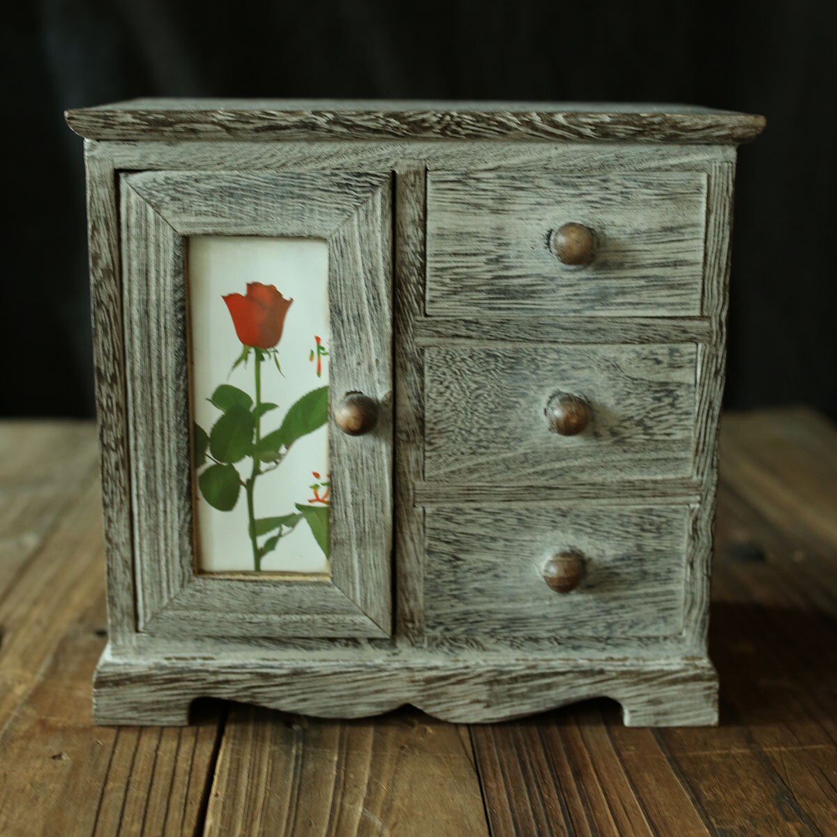 Wooden Jewelry Box Retro Style Solid Wood Storage Box Photo Props Home Decoration Jewelry Earrings Ring Necklace Box