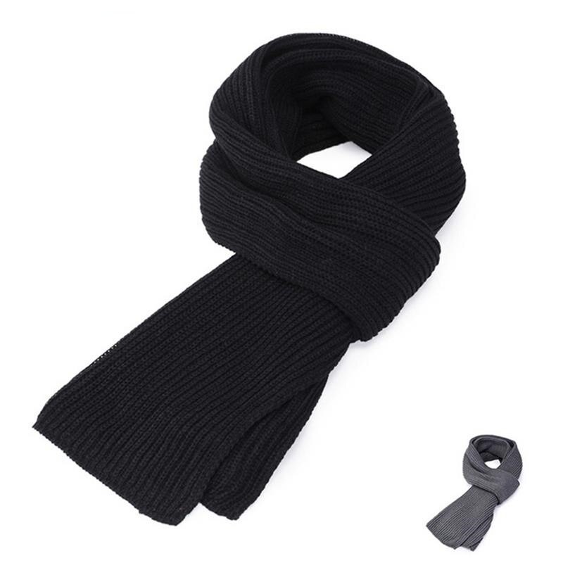 Men's Knitted Scarf Winter Muffler Warm Face Protection Earflaps Shawl Chenille Hand Knitting Scarves Leisure Black Grey