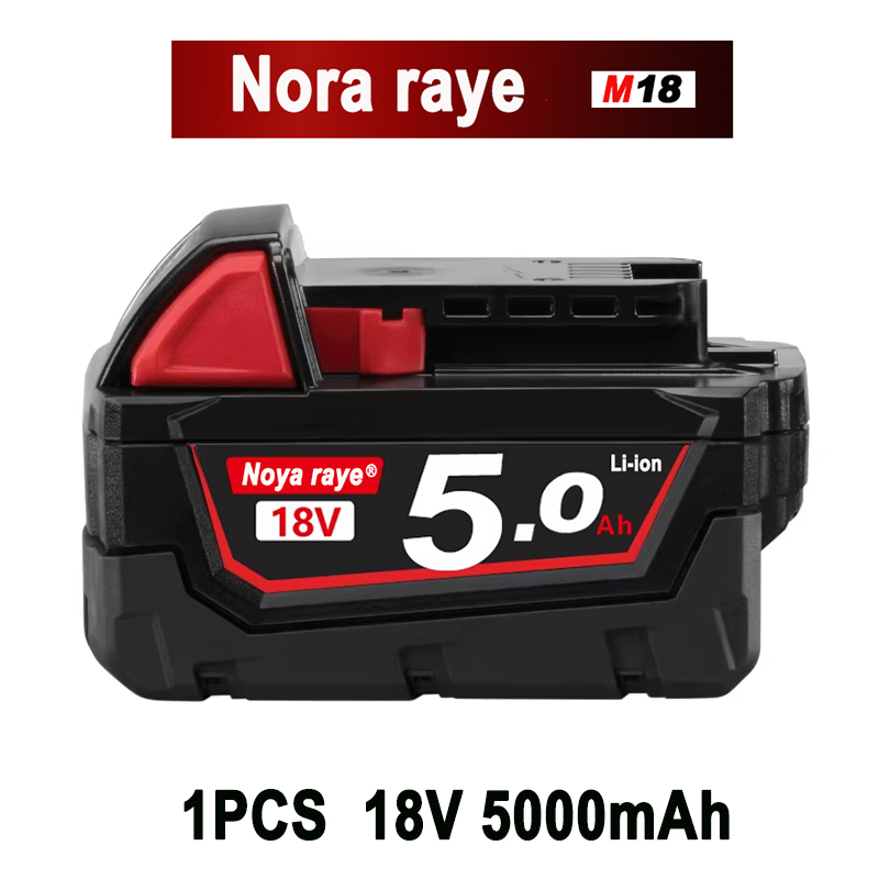 Original For Milwaukee Batteries M18B5 XC Lithium Battery 18v 5.0/6.0 battery charger For Milwaukee M12 3.0/5.0/6.0/9.0Ah M18: Silver