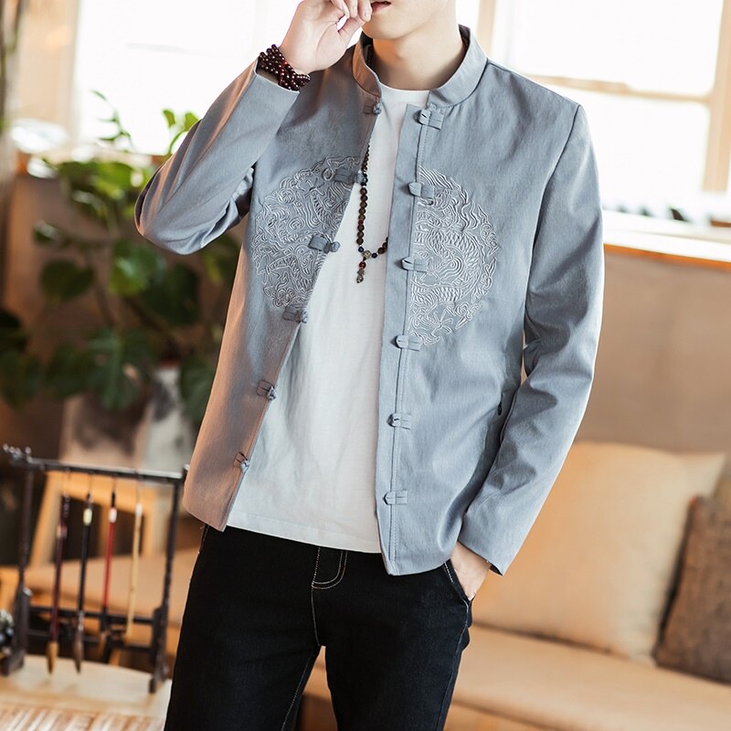 Traditional Chinese Clothing Male Cheongsam Shirt Kung Fu Shanghai Tang Clothes Loose Linen Hanfu Oriental Clothes Men TA1853