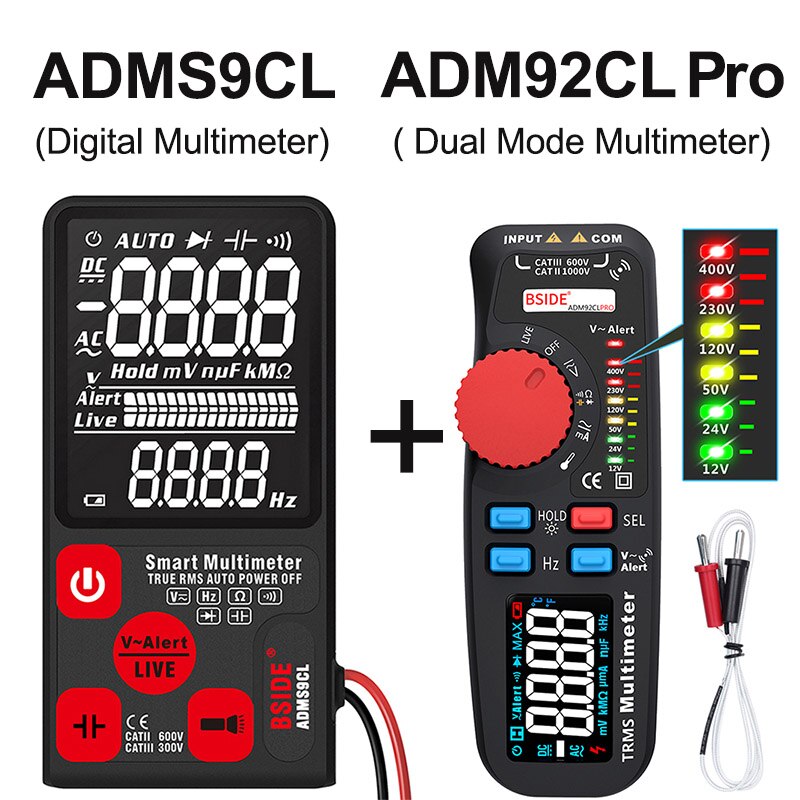 Multimètre Numérique BSIDE ADMS7 - Rétroéclairage, 6000 Counts, Détecteur Tension 600V