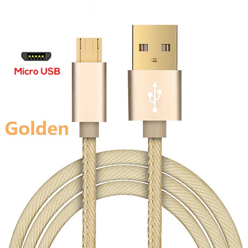 Micro Usb Kabel Snelle Lader Usb Data Kabel Nylon Sync Cord 3A Voor Samsung Xiaomi Huawei Redmi Opmerking 4 5 android Microusb Kabels: Golden / 1.8m