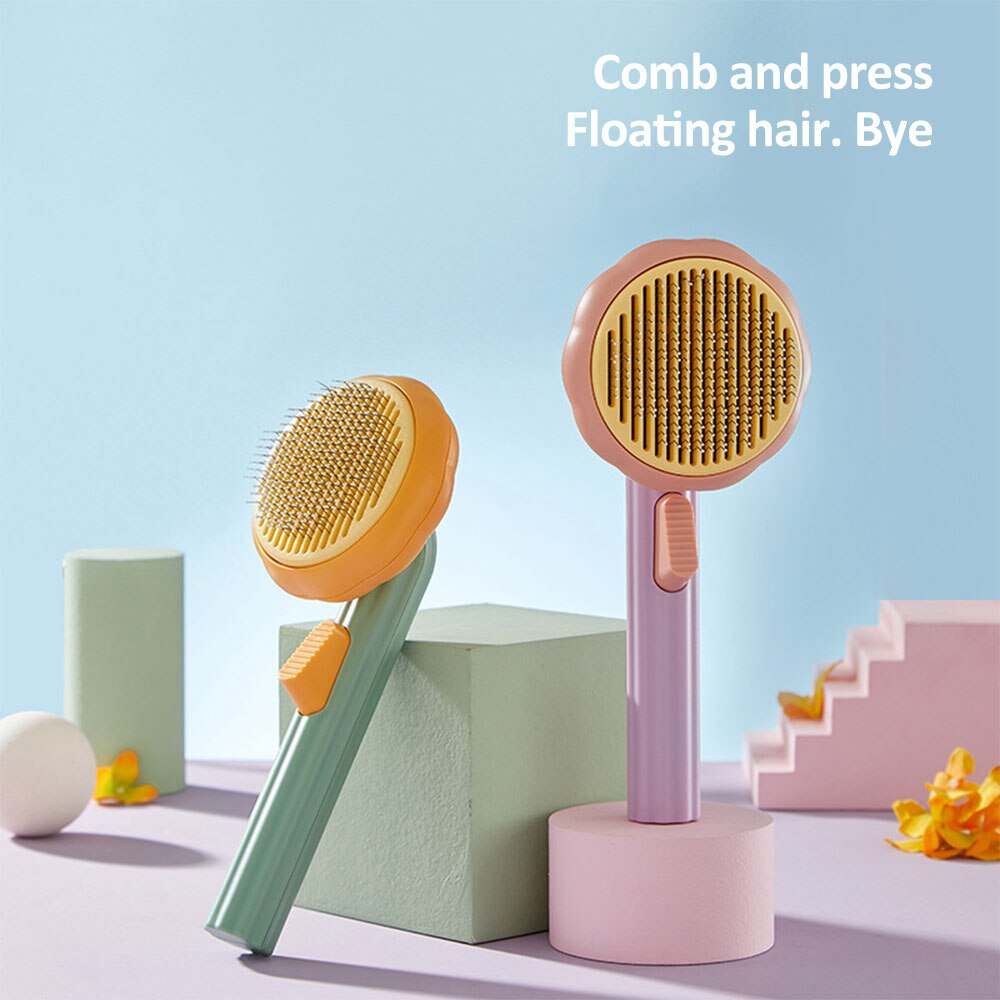 Pumpkin Pet Comb Brush Remove Floating Hair Comb Fading Cat Brush Dog Long and Short Hair Self-cleaning Comb Open Knot Comb