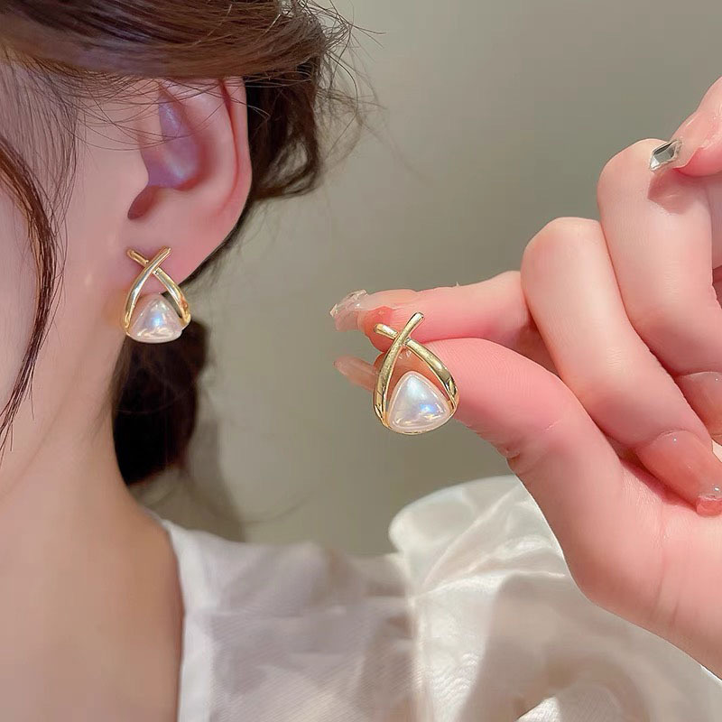 Boucle d'oreille coréenne avec pendentif en Imitation de perles pour femmes, tendance, cœur rond, fleur, nœud papillon, goutte d'eau, accessoires de bijoux élégants