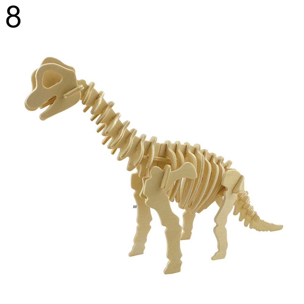 Bricolage dinosaure Puzzle 3D tridimensionnel en bois enfants jouets éducatifs élèves à la main matériaux pour les enfants: 8