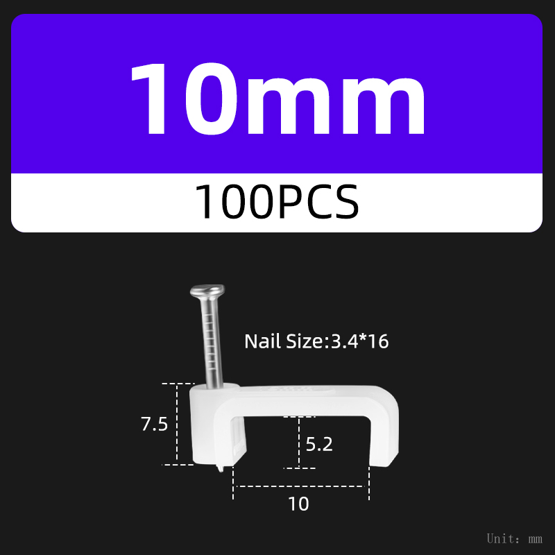 100Pcs Vierkante Draad Kabel Clip Houder Nail Telefoon Netwerk Muur Vaste Lijn Management Plastic Kaart 4/5/6/7/8/10/12/14Mm: YELLOW