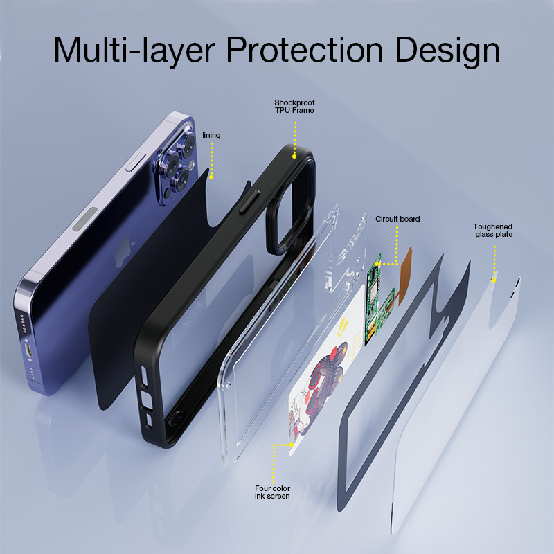 Funda de teléfono con función NFC de nueva tecnología para Iphone 15 14 13 Pro Max, Fundas DIY con pantalla de tinta electrónica, funda de teléfono con dibujos animados para chica, Fundas sin batería