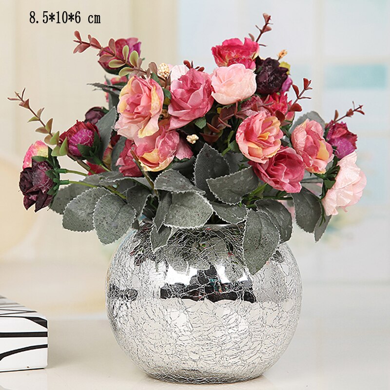 Blomstervase nordisk dekorasjon hjemme skrivebord glassvase til bryllup dekorasjon hydroponiske blomster potte delikate gulvvaser zzy 052: 12 runder sølv