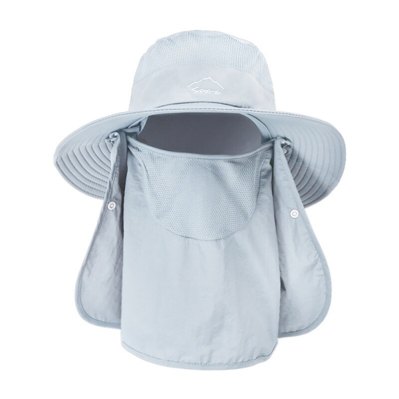 Summer Quick-drying Boonie Men Women Hat Outdoor Face Mask Wide Brim Bucket Hat Sun Protection Cap: HQ