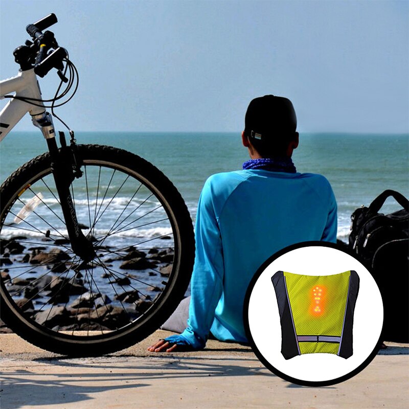 Bike Bicycle Cycling LED Wireless Turn Signnal Light Vest Bag Backpack For Night Warning Riding