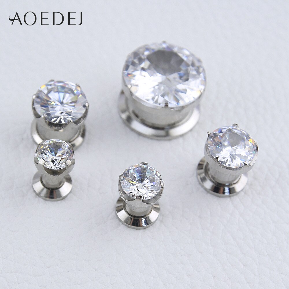 Bagues et Tunnels Cristal - 4-16mm - Acier Inoxydable - Piercings Oreille Zircone Cubique