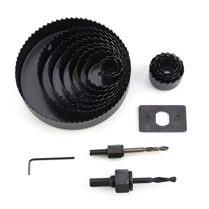 17 hål sågen kit 19-127mm metall cirkel fräs rund borr trä legeringsdownlights