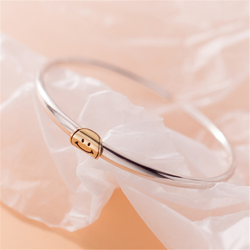 925 sterling silver adjustable smile charm bracelet & bangle handmade 2022 korean jewelry for women pulseras mujer  sl521