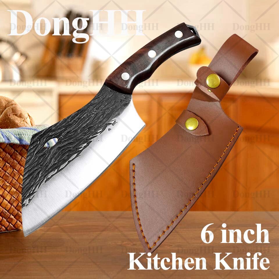 6 inch Forged Boning Knife Butcher Knife Kitchen With Sheath Damascus Chef Knife Multifunctional Meat Cleaver
