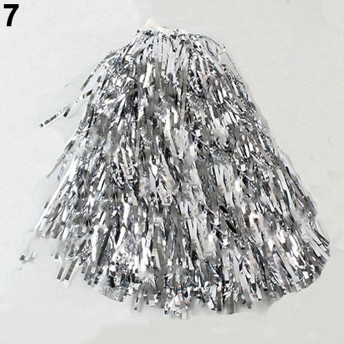 1Pc Metallic Cheerleader Cheer Cheerleading Dance Party Team Match Sports Pom Poms: Silver