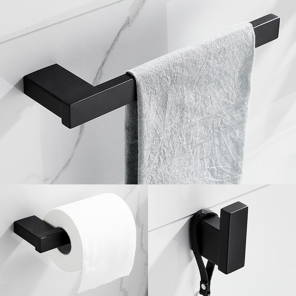 Matte Black 3Piece Bathroom Accessories Set Stain... Grandado
