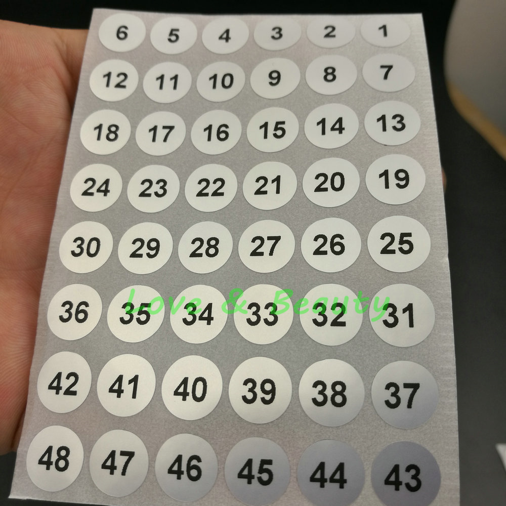 400 Serial number 1 to 100 Label Stickers 10mm Silver Round Waterpproof