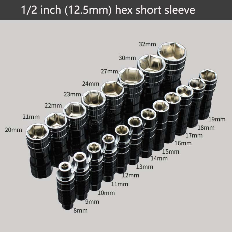 1/2 inch 8-24mm Hex Socket Head Sleeve for Ratchet Wrench Auto Repair Hand Tool