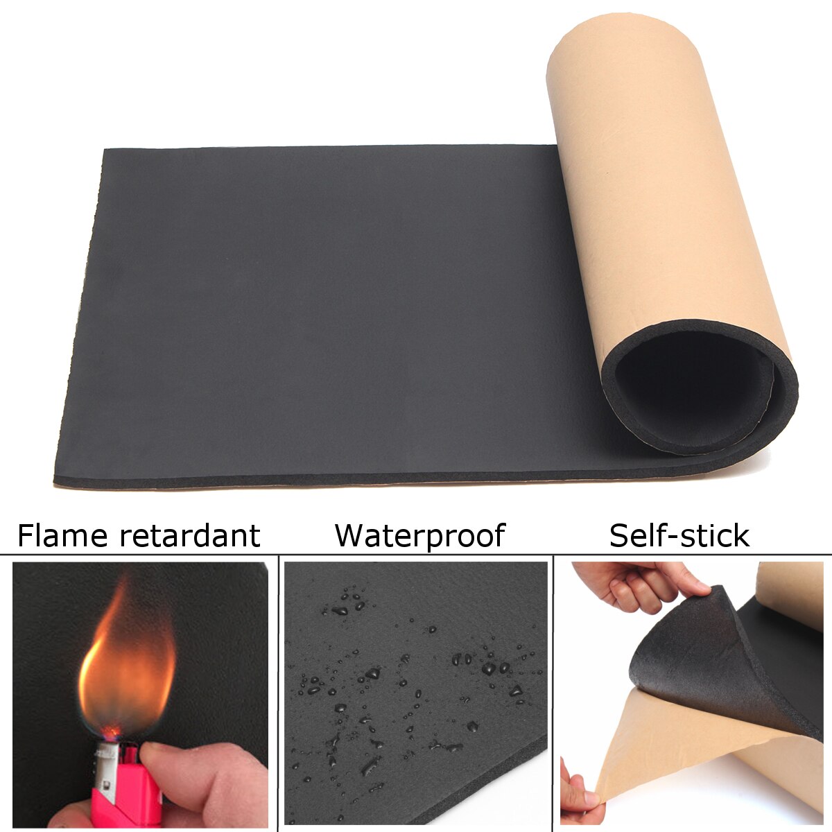 1m x 50cm x 10mm Black High Density Self Adhesive Closed Cell Foam Sheets Soundproof Insulation Thermal Waterproof