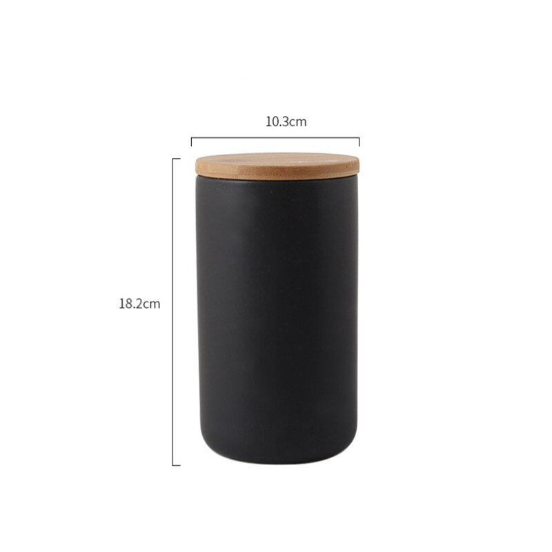 nordisch küche weiß schwarz versiegelt keramik lagerung Krug würzen Krug Container, salz lagerung flasche mit holz deckel kaffee Tee Krug: Schwarz L
